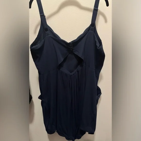 41 Hawthorn Navy Scalloped Romper 1X | Coastal Granddaughter Brunch Fall Outfit - Picture 7 of 12